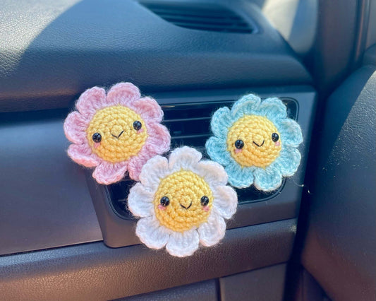 Crochet Flower Car Vent Clip